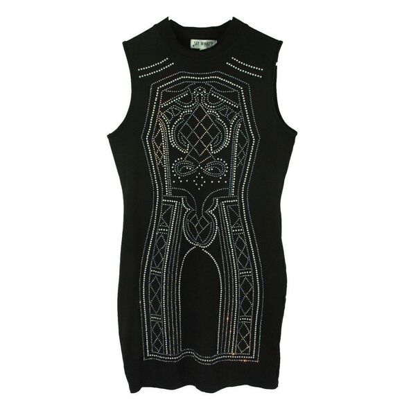 Say What Black Sparkle Dress Sleeveless Bodycon Sheath Juniors Large - Picture 1 of 7